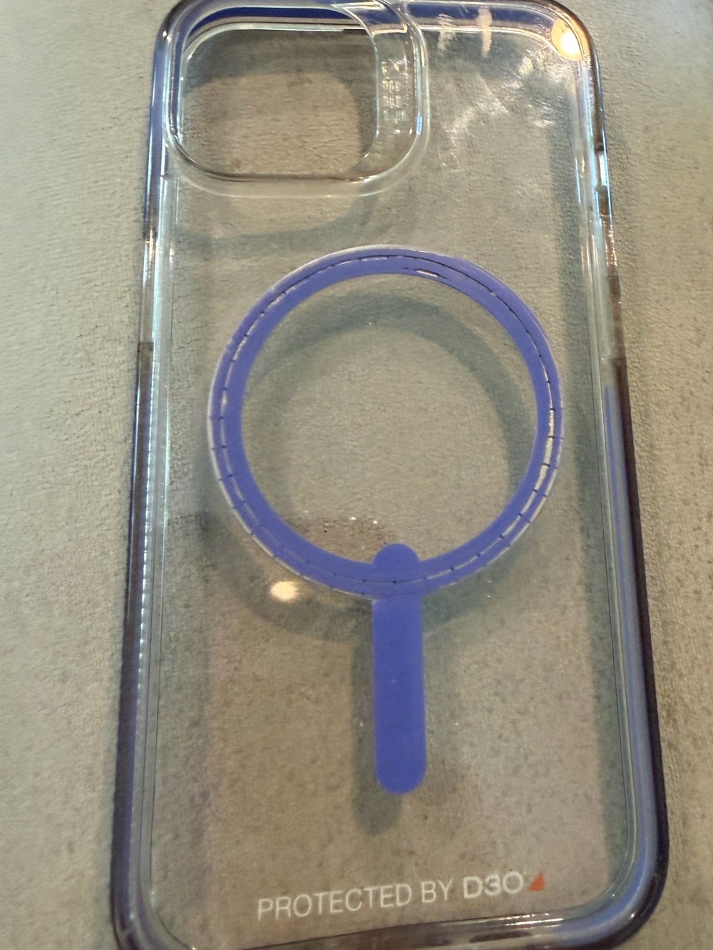 Clear Phone Case with Purple MagSafe Ring - Protected by D3O
